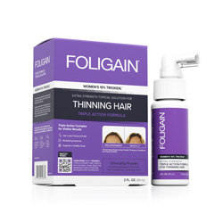 FOLIGAIN TRIPLE ACTION TREATMENT FOR THINNING HAIR For Women with 10% Trioxidil® (2 fl oz) 59ml 1 Month Supply