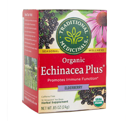 ECHINACEA PLUS ELDERBERRY HERBAL TEA (Organic, Caffine Free) (Elderberry) 16 Tea Bags