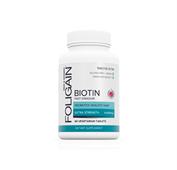 FOLIGAIN BIOTIN Hair Booster 10,000mcg Fast Dissolve (Cherry Flavor) 60 Vegetarian Tablets