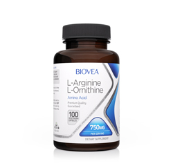 L-ARGININE / L-ORNITHINE 750mg 100 Capsules